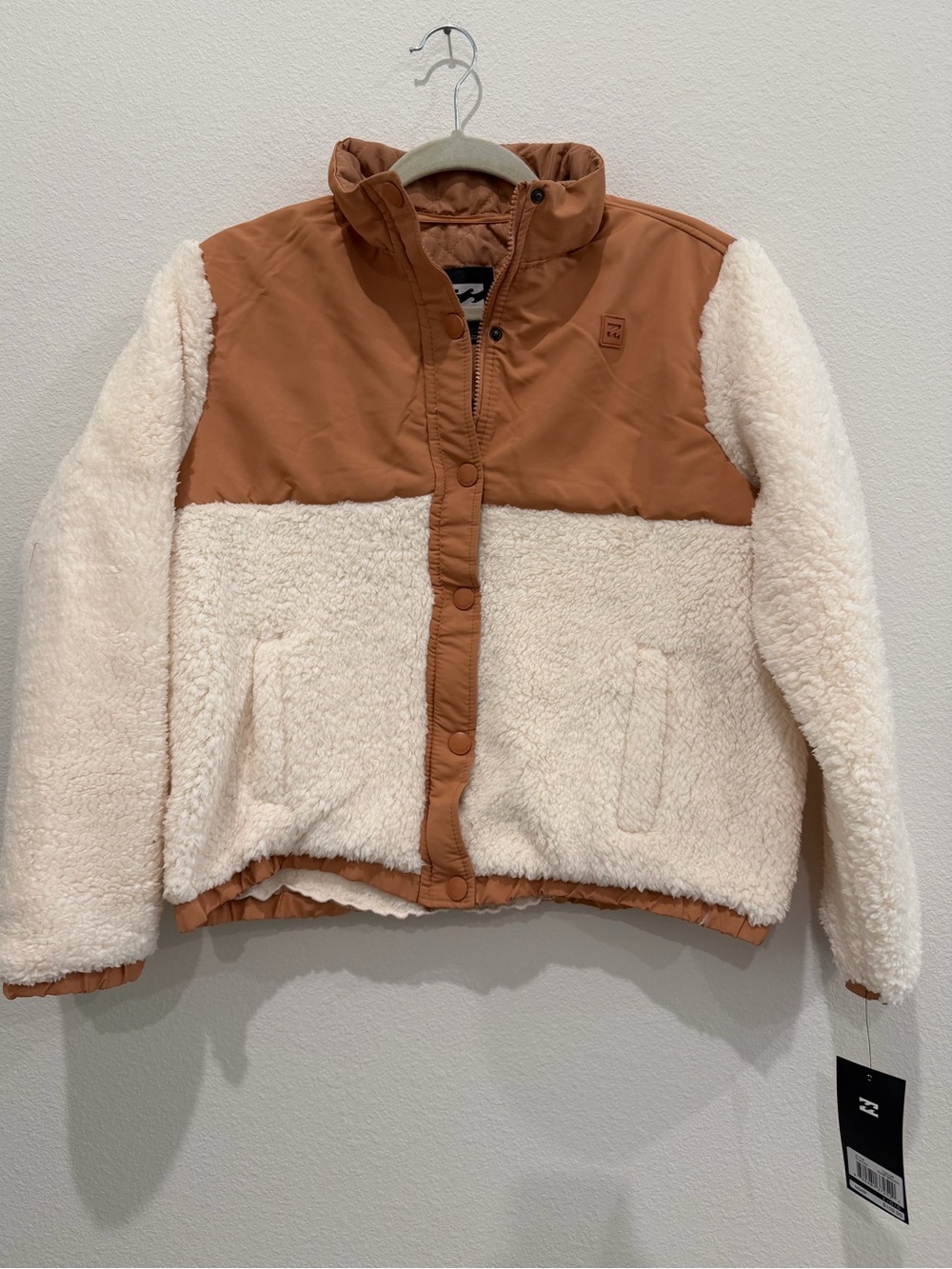 Billabong Two-Tone Sherpa Jacket - Cream & Rose brown color